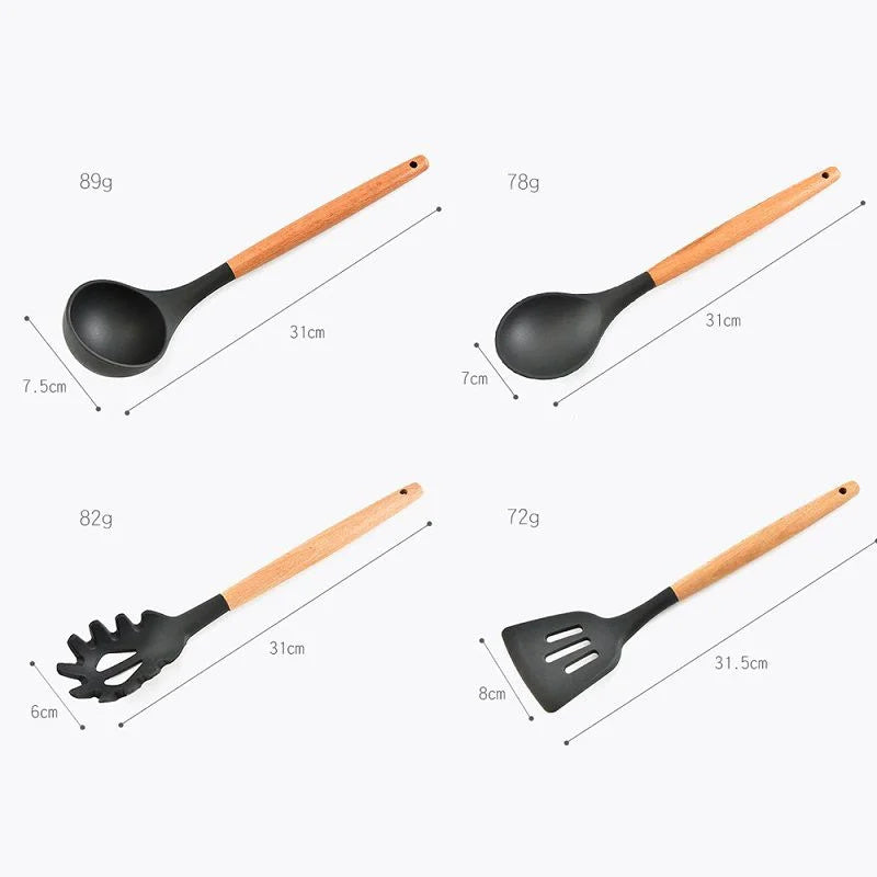 Kit 12 Peças de Utensílios de Cozinha de Silicone