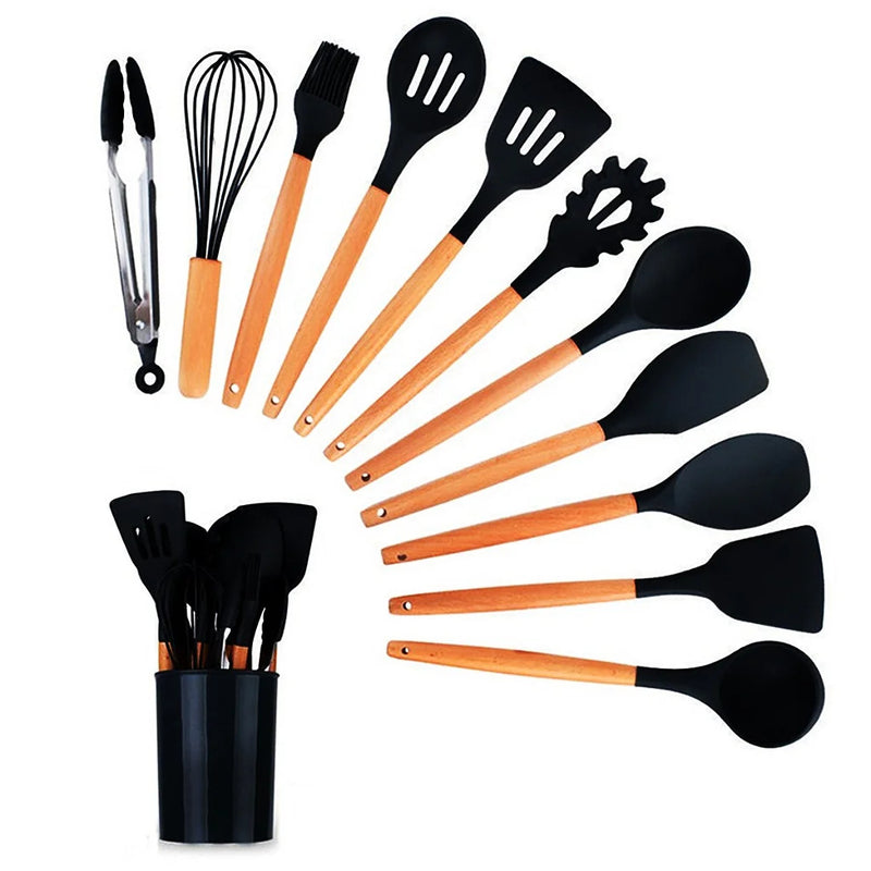 Kit 12 Peças de Utensílios de Cozinha de Silicone